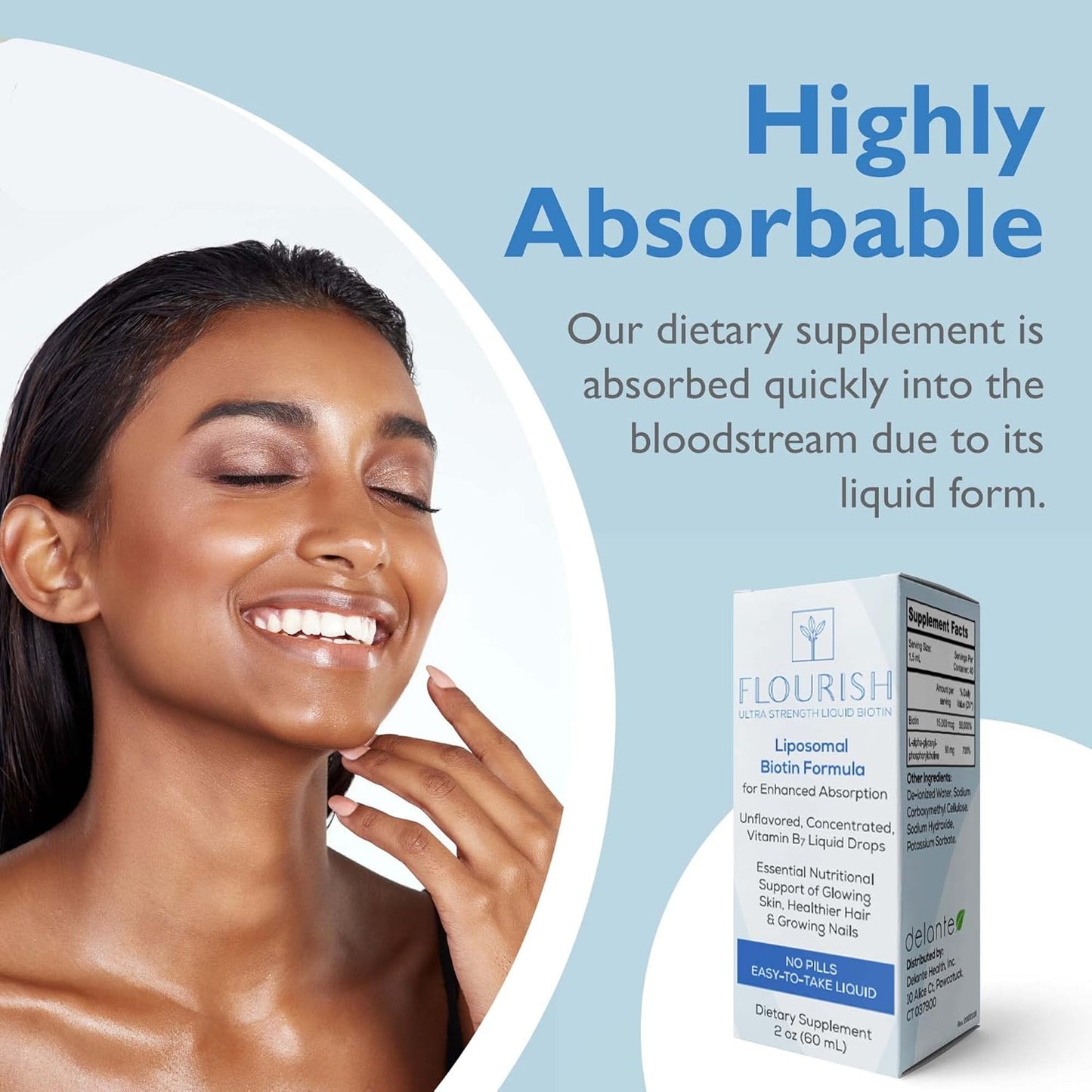 AltMedBrands Solace Nutrition - Ultra-Strength Biotin Liquid Vitamin Supplement for Hair, Skin, and Nails, Unflavored Hair Growth Formula, 15,000 mcg, 2fl oz