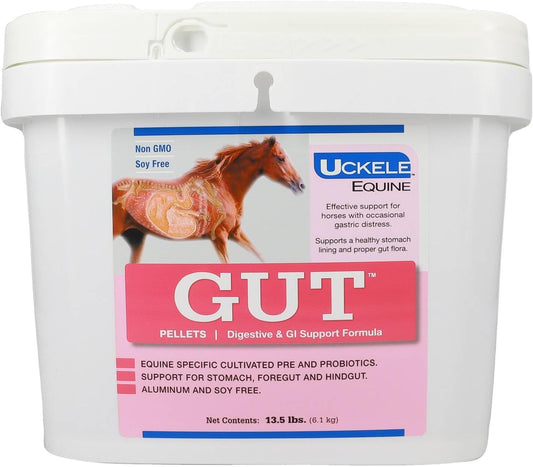 Aluminum and Soy Free Horse Supplement for Digestive and GI Support - Uckele Gut Pellet - 13.5 lb