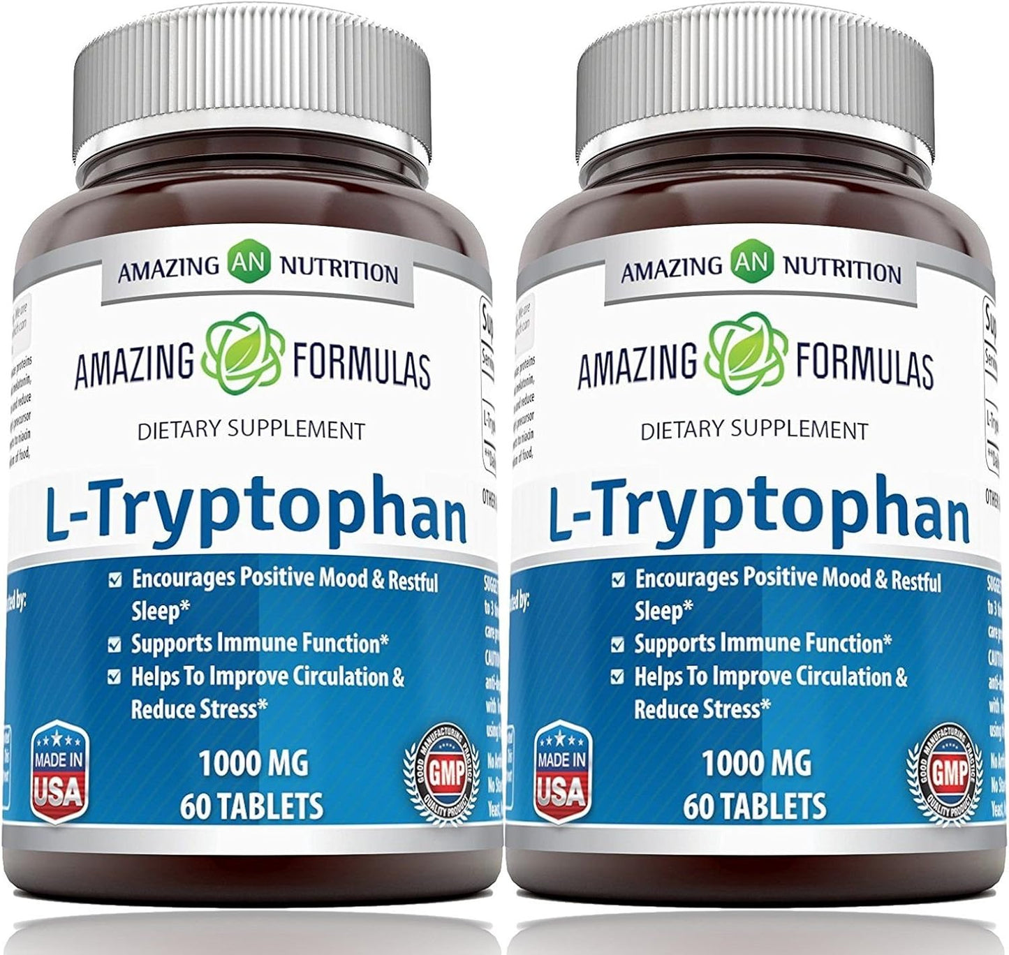 Amazing Formulas L-Tryptophan 1000mg Tablets Supplement | Non-GMO | Gluten Free | Made in USA | 120 Count