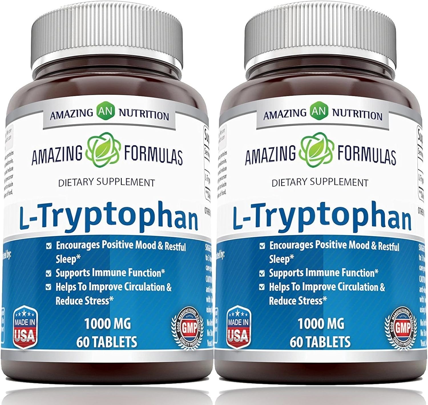 Amazing Formulas L-Tryptophan 1000mg Tablets Supplement | Non-GMO | Gluten Free | Made in USA | 120 Count