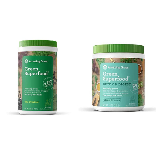 Amazing Grass Greens Blend Superfood and Detox & Digest Combo Pack for Ultimate Health Benefits