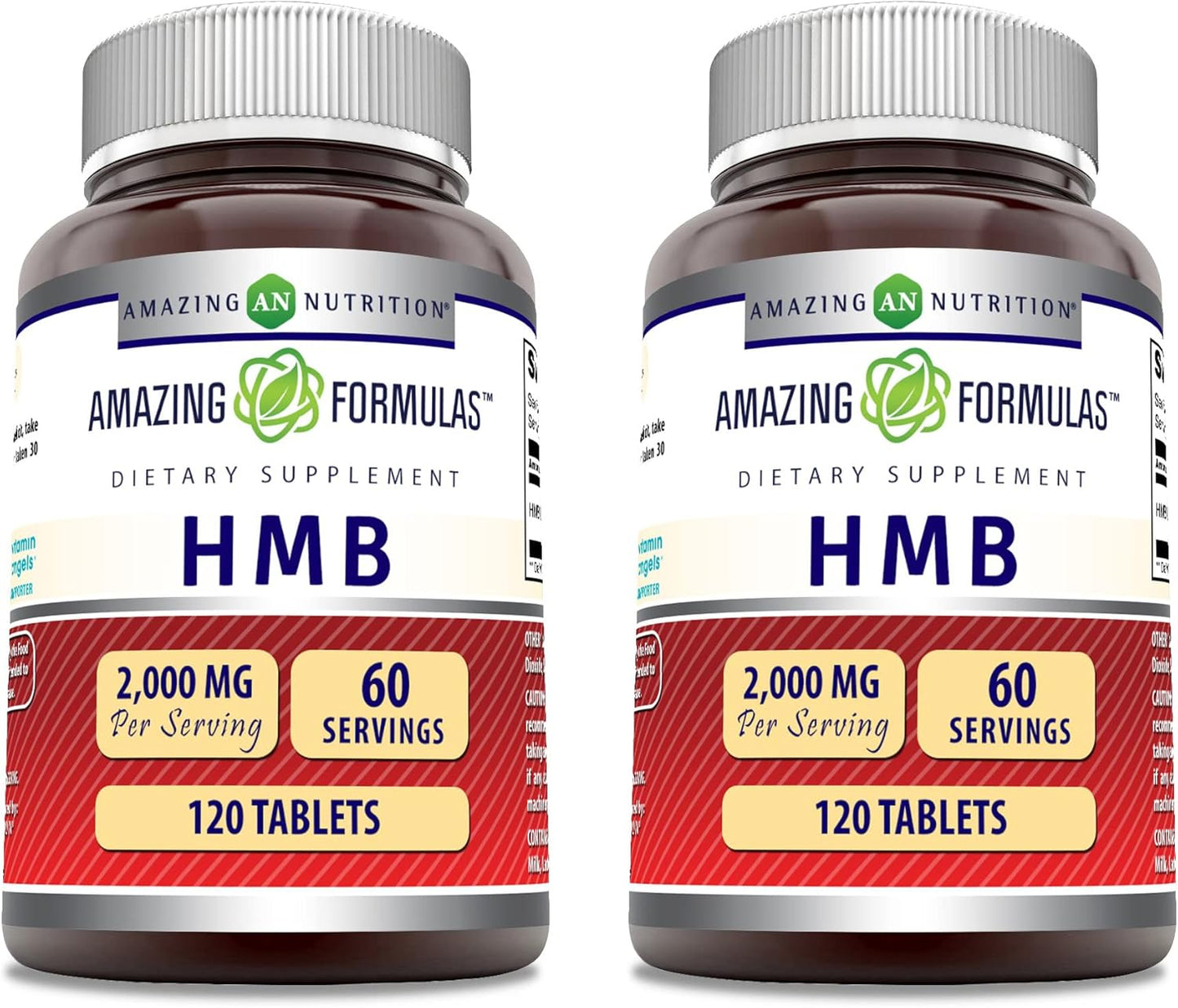 Amazing Nutrition Amazing Formulas HMB 2000mg per Serving 120 Tablets Supplement - Non-GMO, Gluten Free, Made in USA - 2 Pack
