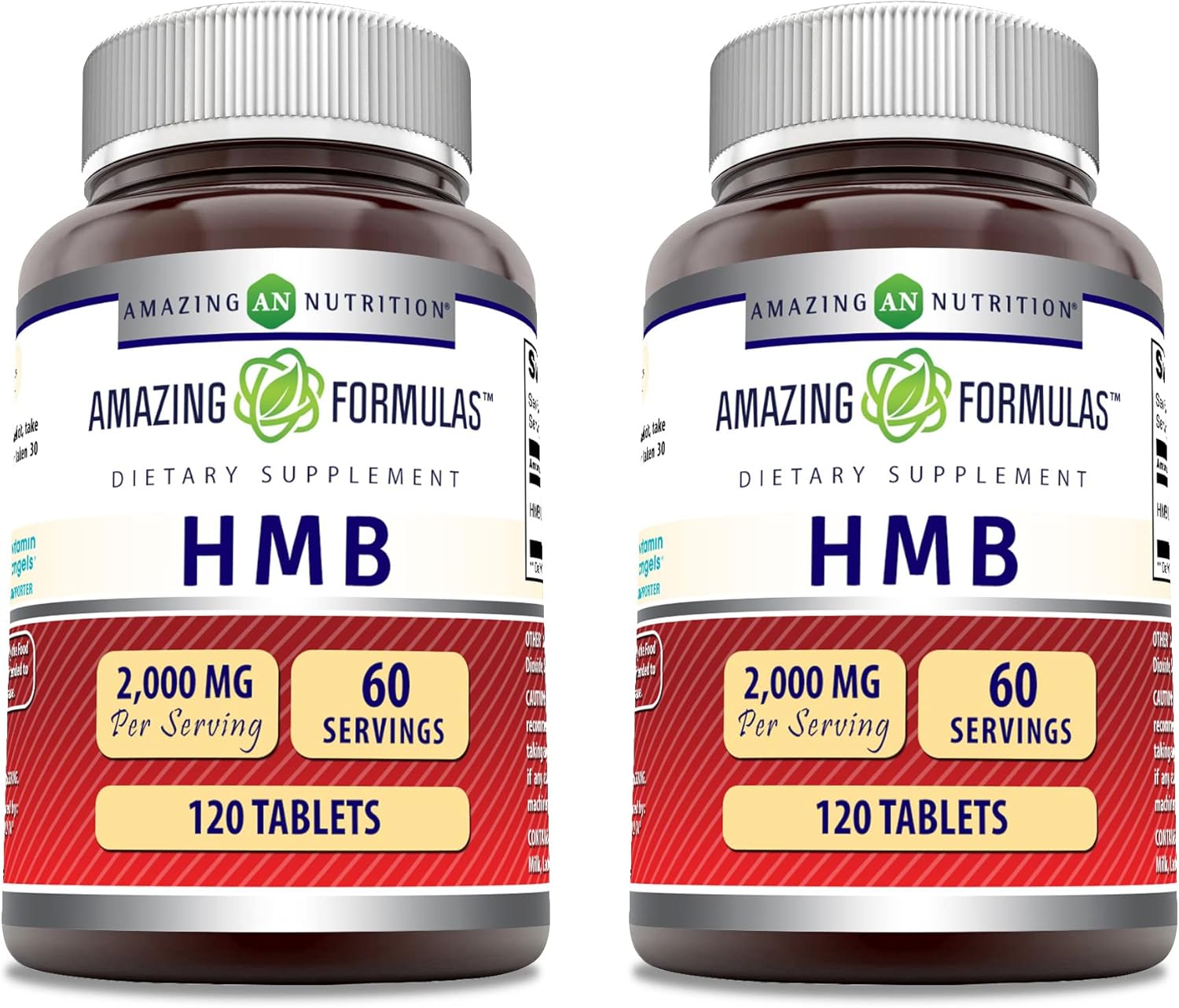 Amazing Nutrition Amazing Formulas HMB 2000mg per Serving 120 Tablets Supplement - Non-GMO, Gluten Free, Made in USA - 2 Pack