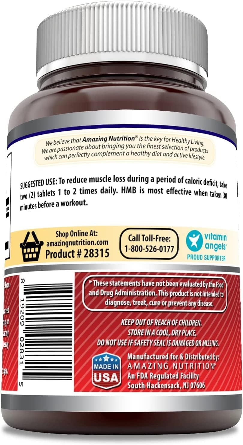 Amazing Nutrition Amazing Formulas HMB 2000mg per Serving 120 Tablets Supplement - Non-GMO, Gluten Free, Made in USA - 2 Pack