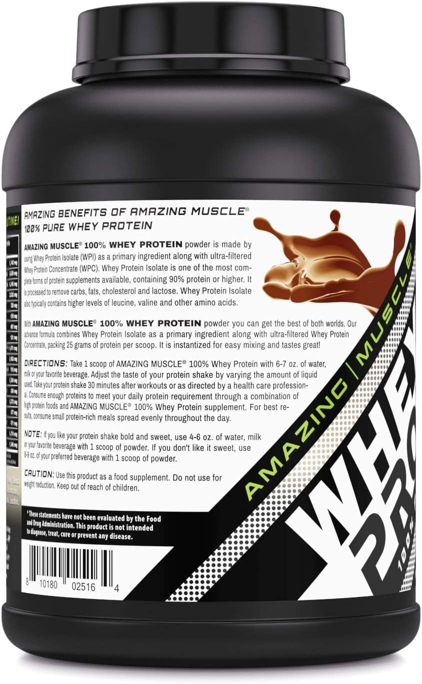 Amazing Nutrition Amazing Muscle Whey Protein Powder - Advanced Formula with Isolate & Concentrate (Cookie & Cream, 5 Lb)