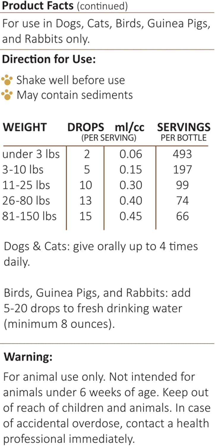 Amber NaturalZ Vibactra Plus Herbal Supplement for Pets | Immune Support and Yeast Balance | 1 oz Glass Bottle | Made in USA