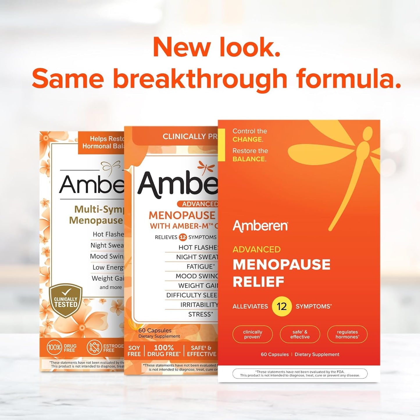 Amberen Menopause Relief: Clinically Proven Safe Solution for 12 Symptoms. 1 Month Supply for Hot Flashes, Night Sweats, Mood Swings, Low Energy, and More