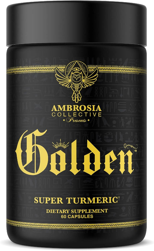 Ambrosia Golden Super Turmeric Capsules | High Absorption Curcumin | Gut & Brain Health Support | Joint Care | 765mg Curcuminoids | 60 Veg Caps (30 Days)