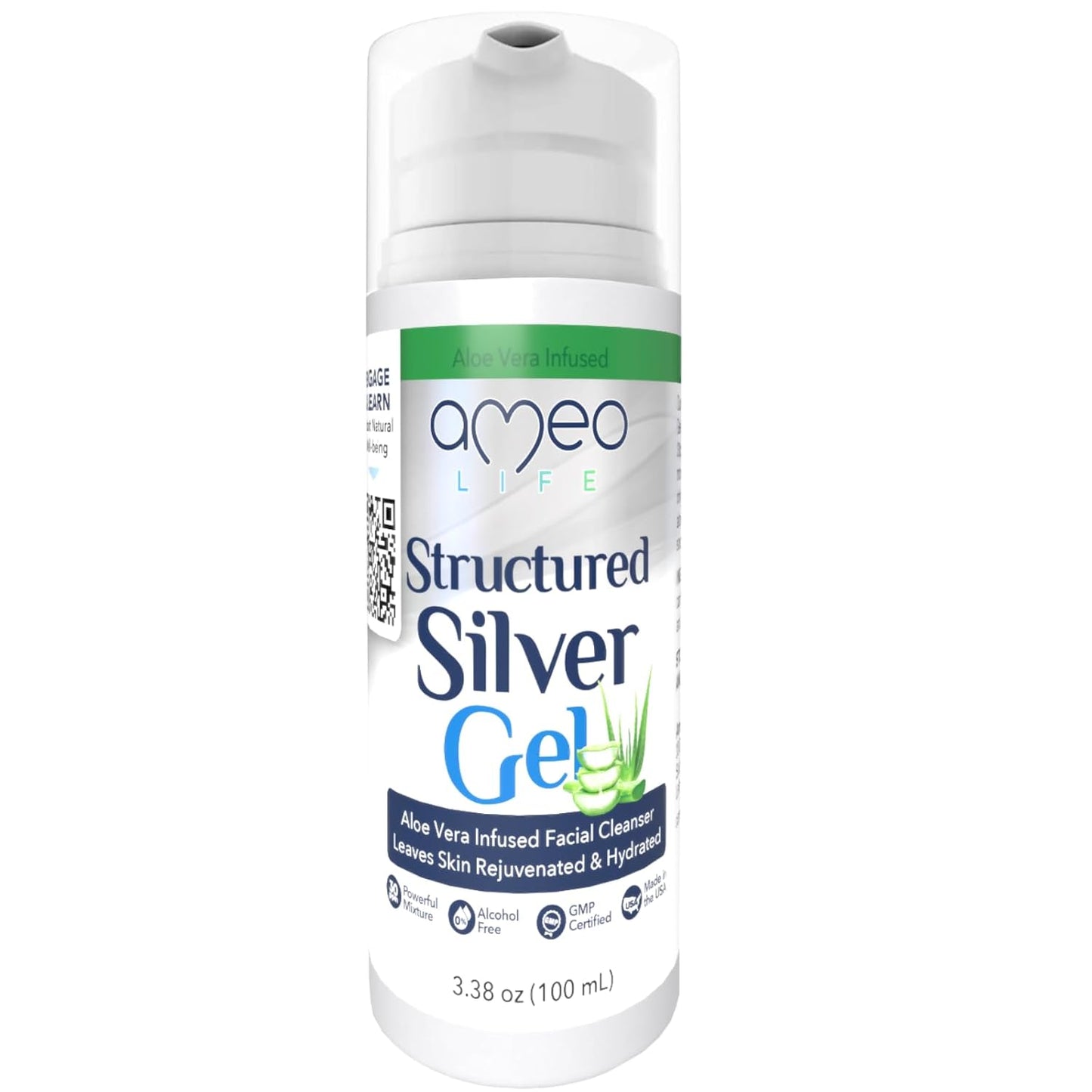 Ameo Life Colloidal Silver Gel and Liquid Set with Aloe Vera for Skin Care