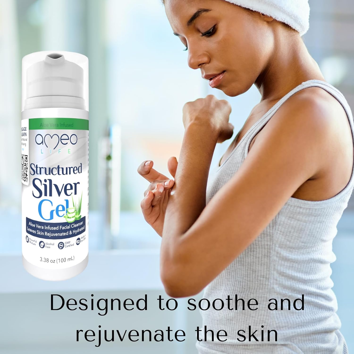 Ameo Life Colloidal Silver Gel and Liquid Set with Aloe Vera for Skin Care