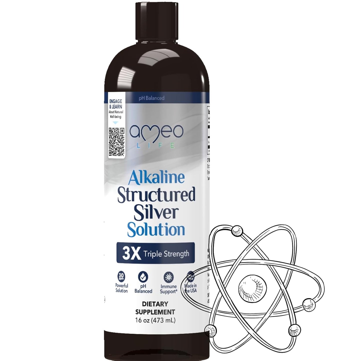 Ameo Life Colloidal Silver Gel and Liquid Set with Aloe Vera for Skin Care
