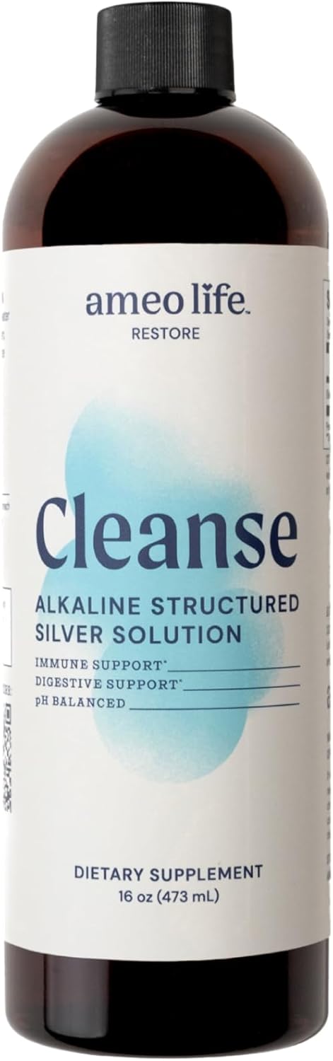 Ameo Life Colloidal Silver Liquid - 30ppm Structured Silver Water for Immune & Gut Support - 16 oz x 2 Packs