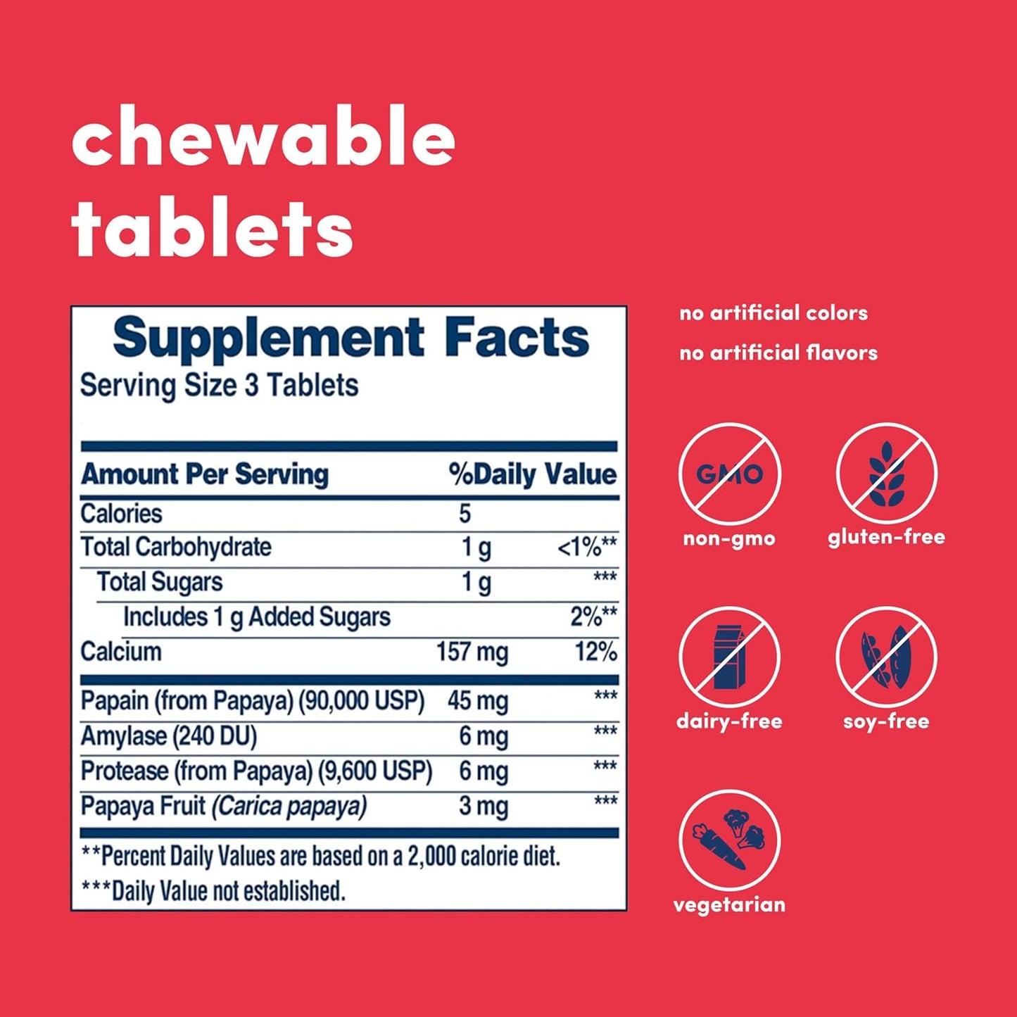 American Health Papaya Enzyme Chewable Tablets - Supports Digestion, Nutrient Absorption - Gluten-Free, Vegetarian - 100 Count, Original Formula