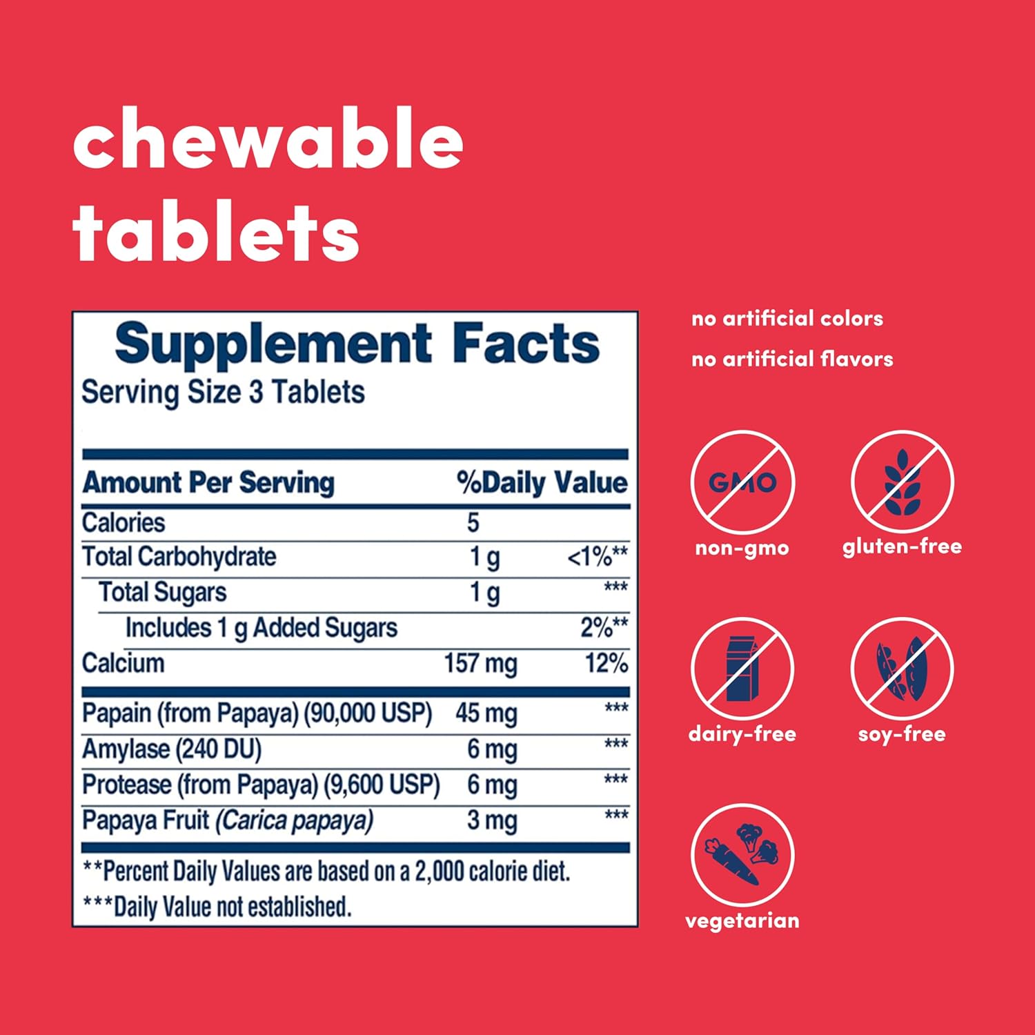 American Health Papaya Enzyme Chewable Tablets - Supports Digestion, Nutrient Absorption - Gluten-Free, Vegetarian - 100 Count, Original Formula