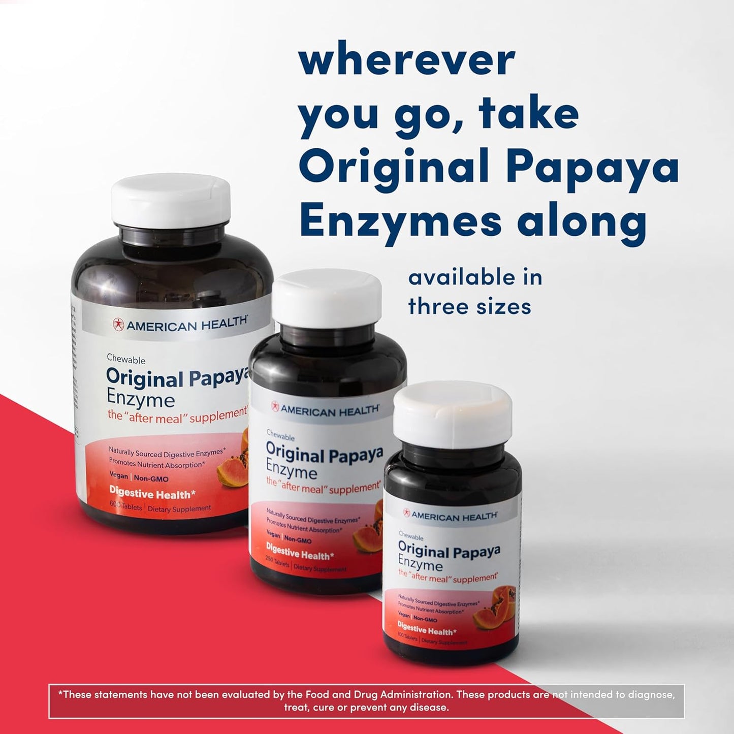American Health Papaya Enzyme Chewable Tablets - Supports Digestion, Nutrient Absorption - Gluten-Free, Vegetarian - 100 Count, Original Formula