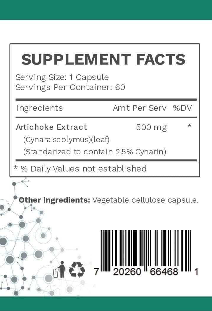 AMG Naturals Artichoke Leaf Extract Capsules: Rich in Cynarin for Digestive Health & Estrogen Metabolism - Varying Package Sizes
