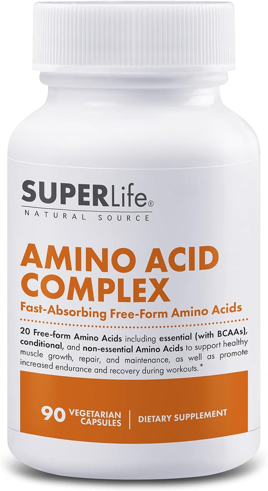 Amino Acid Complex Supplement for Muscle Growth & Recovery - Fast Absorbing BCAAs in Free Form | 90 Capsules