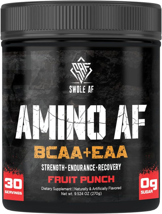 Amino AF BCAA + EAA Dietary Supplement for Muscle Gain, Endurance, and Recovery - Fruit Punch Flavor