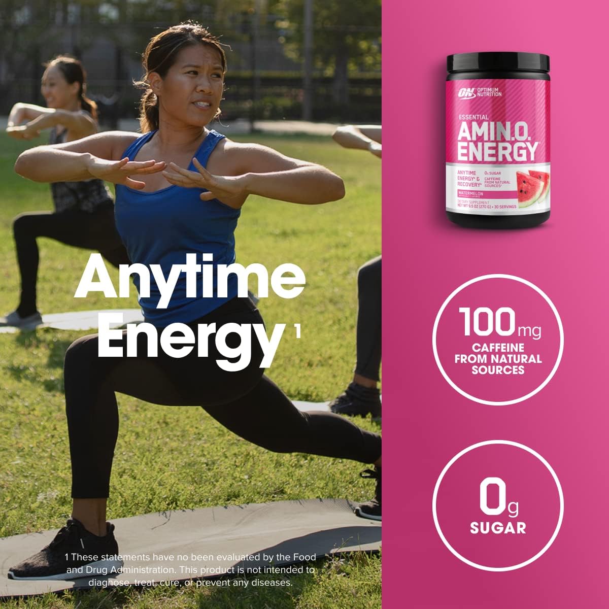 Amino Energy Pre-Workout Powder with Green Tea, BCAA, Amino Acids, Green Coffee Extract - Watermelon Flavor, 30 Servings - Keto Friendly