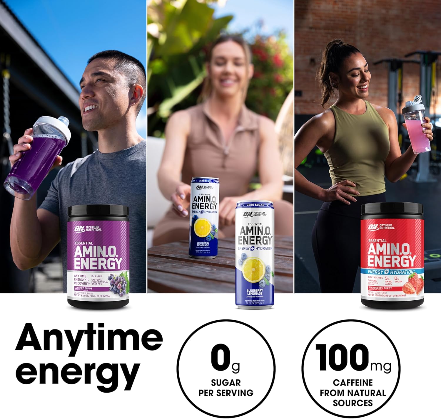Amino Energy Pre Workout Powder with Green Tea, BCAA, Amino Acids, Green Coffee Extract - Keto Friendly Energy Drink, Concord Grape, 30 Servings