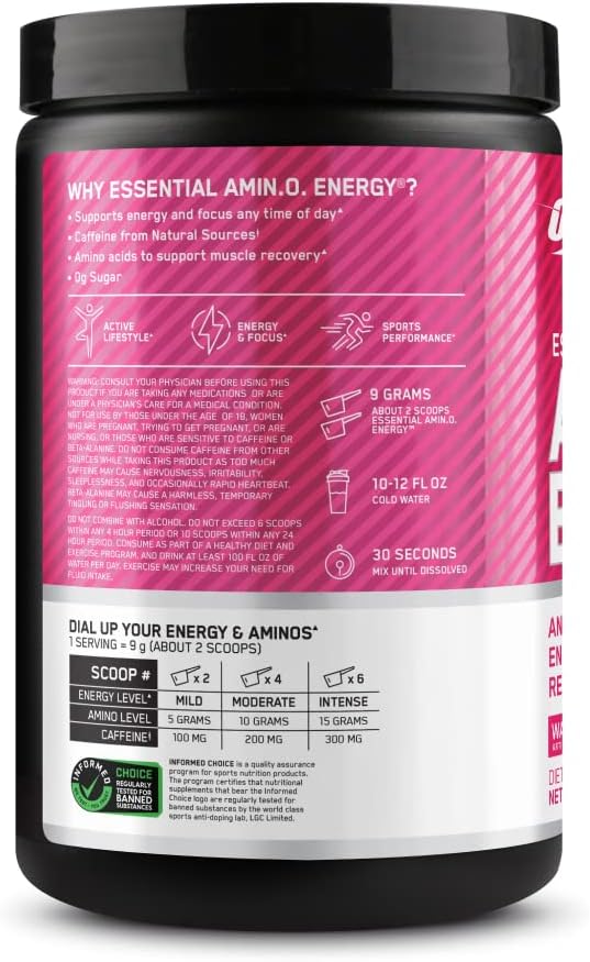 Amino Energy Pre-Workout Powder with Green Tea, BCAA, Amino Acids, Green Coffee Extract - Watermelon Flavor, 30 Servings - Keto Friendly