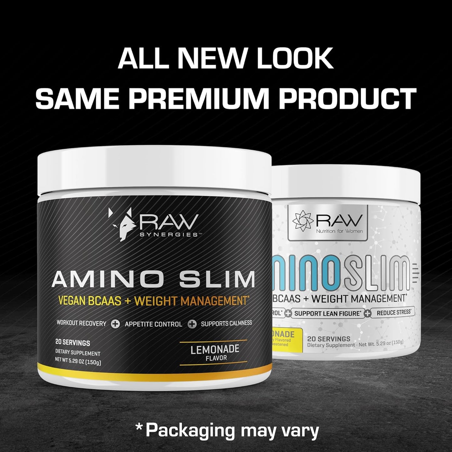 Amino Slim by RAW Synergies - Vegan BCAA Weight Loss Drink for Women with L-Glutamine, Post Workout Recovery, Fat Burning, Appetite Suppressant, Metabolism Booster & Stress Relief