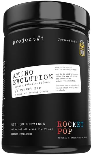 AminoEVolution Muscle Support & Recovery Powder - BCAAs, EAAs, Electrolytes - Keto Friendly Energy Boost - Pre & Post Workout - RocketPop - 30 Servings