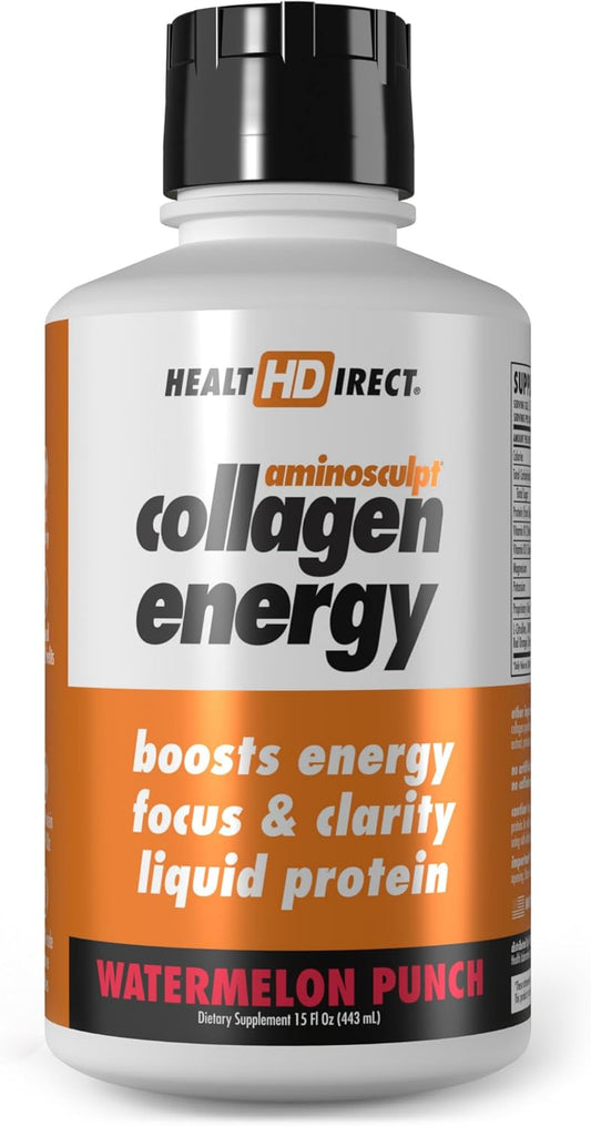 AminoSculpt Collagen Energy Drink, Watermelon Pomegranate Flavor - 15 fl oz Liquid