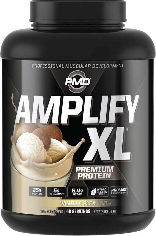 Amplify XL Premium Whey Protein Supplement with Hydro Greens Blend - Vanilla Flex (48 Servings)