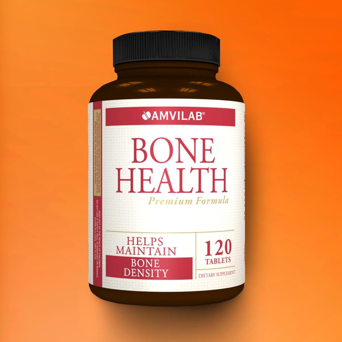 AMVILAB Bone Health Supplement with Calcium, Magnesium, and Vitamin D - 120 Count Bottle for Men & Women. Support Bone Density and Joint Health.