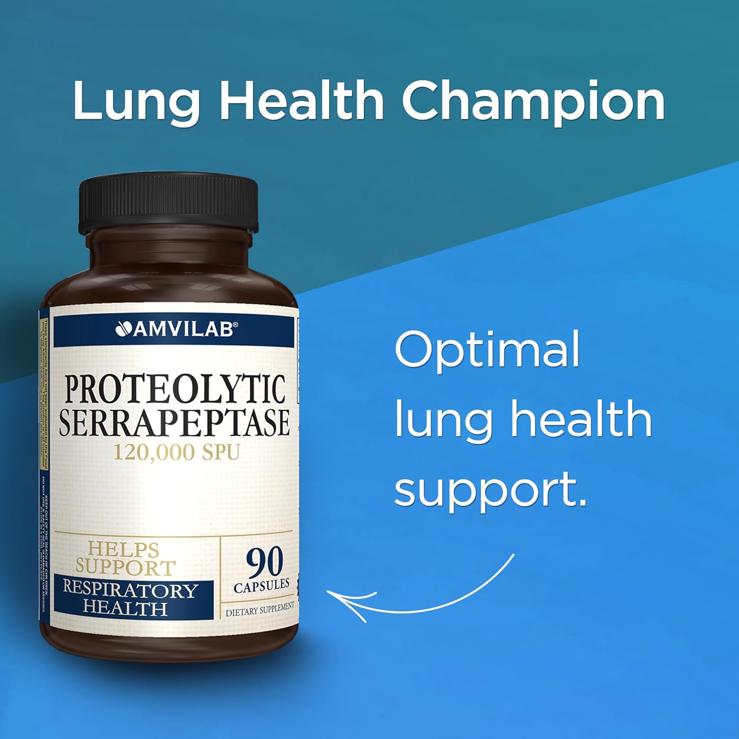 AMVILAB Proteolytic Serrapeptase Enzymes 120,000 SPU - Supports Circulation, Digestion, Respiratory & Sinus Health - Immune Support - Recovery Boost - 90 Capsules