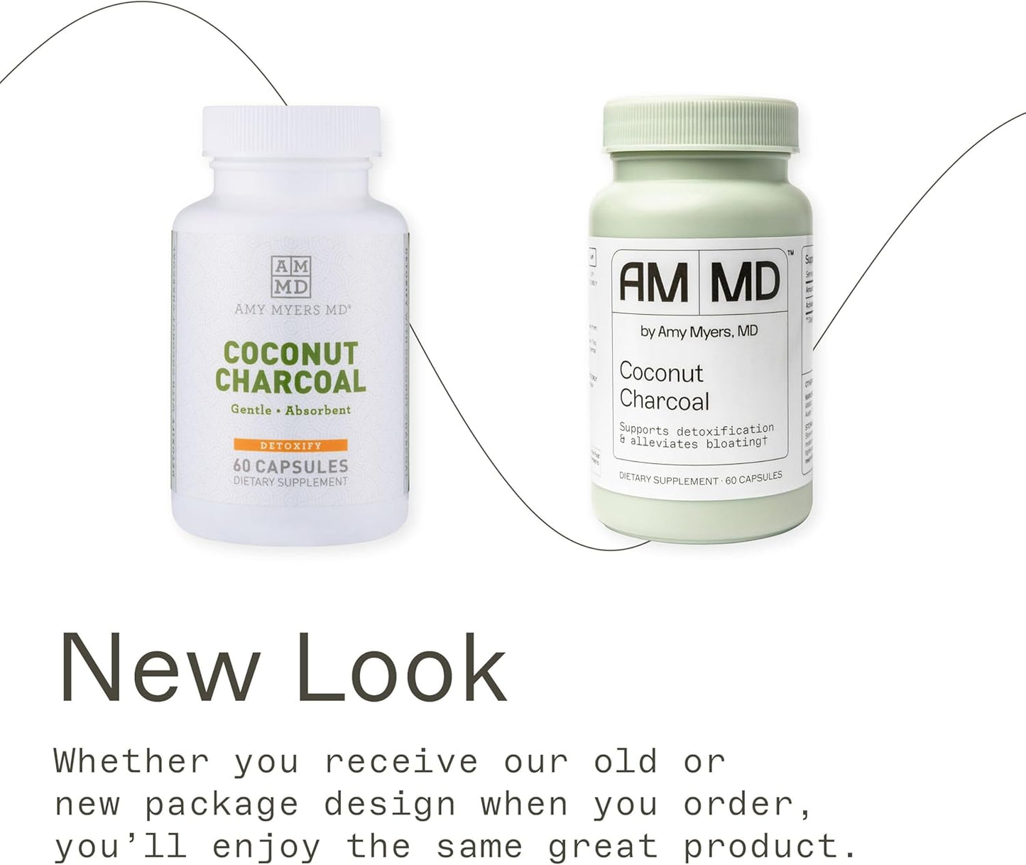 Amy Myers MD Coconut Charcoal Capsules - Natural Gas Relief & Toxin Support Supplement (60 Capsules)