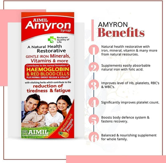 Amyron Multivitamin Syrup for Men & Women | 34 Ingredients | Decrease Fatigue | Boost Haemoglobin - 200 ML (3 Pack)