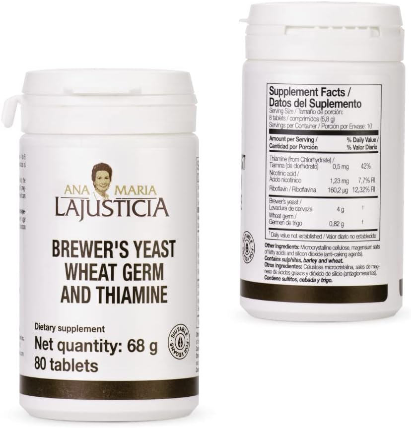 Ana Maria Lajusticia Brewer's Yeast Supplement - Vitamins for Heart Health & Digestion - 20 Day Pack, Sugar Free & Vegan