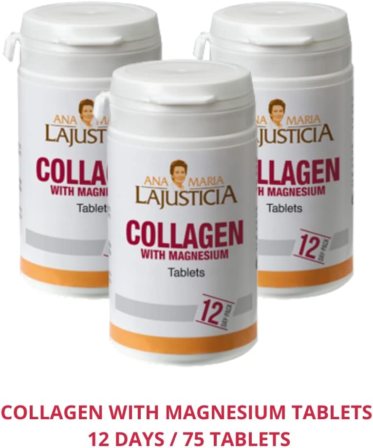 Ana Maria Lajusticia Collagen Pills with Magnesium - High Absorption for Skin, Nails, Hair & Ligaments - Natural Supplement, 75 Tablets.