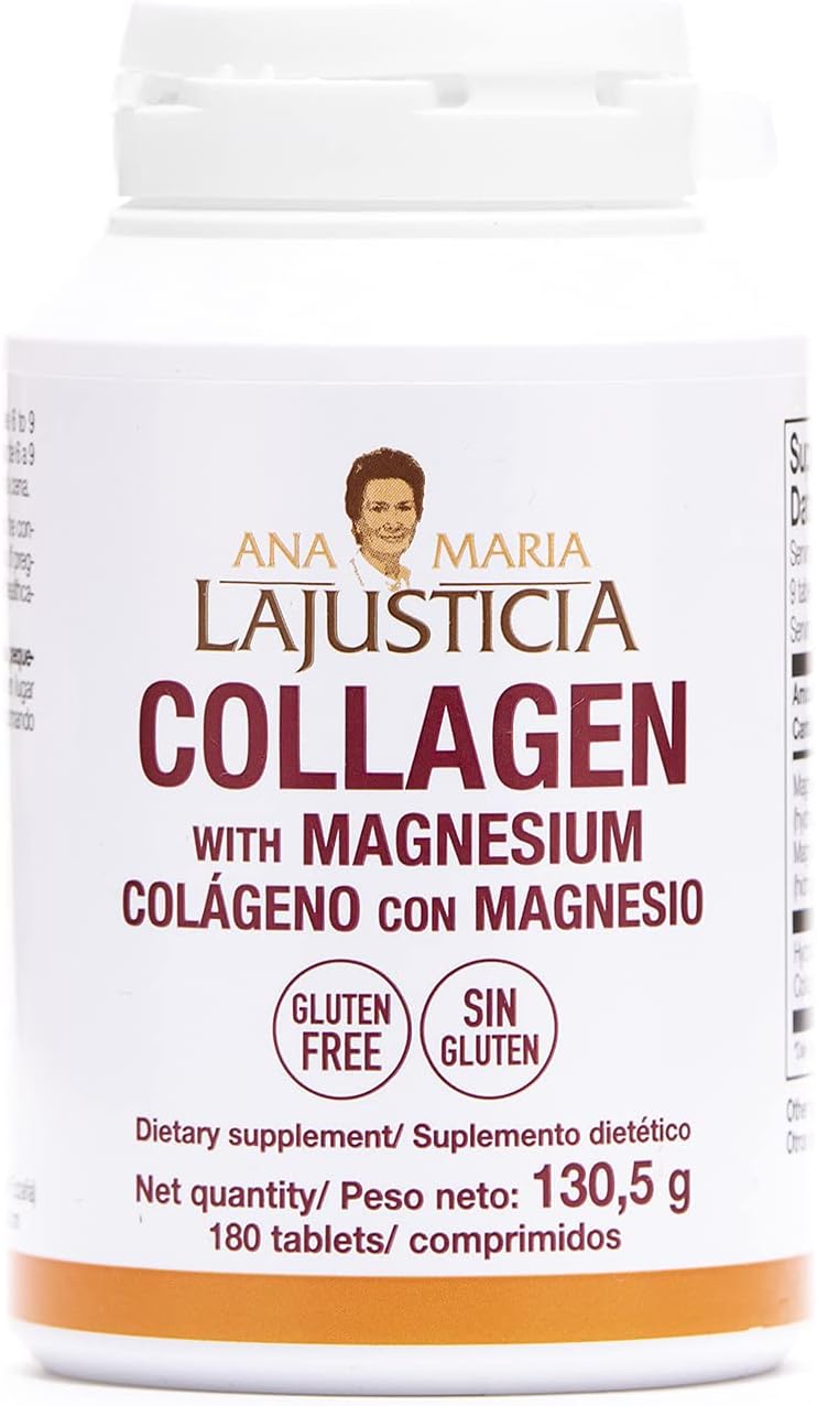 Ana Maria LaJusticia Collagen with Magnesium Tablets - Supports Health Teeth, Skin, and Bones - Boosts Energy - Gluten-Free - Skin Rejuvenation and Nervous System Support - Imported from Spain