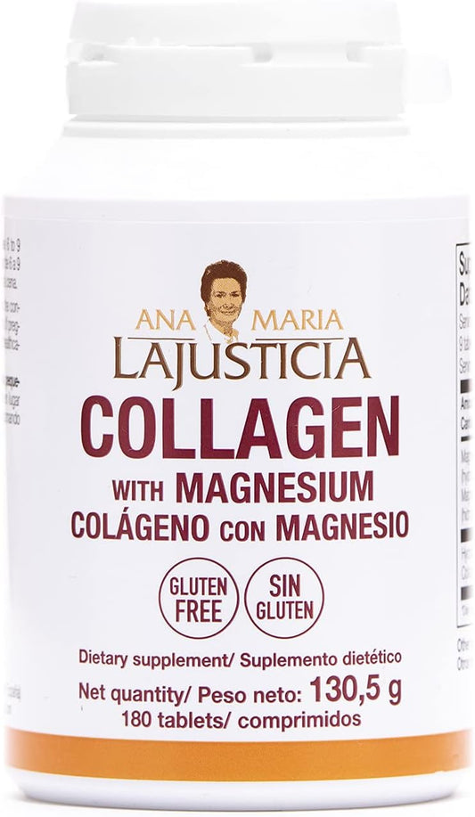 Ana Maria LaJusticia Collagen with Magnesium Tablets - Supports Health Teeth, Skin, and Bones - Boosts Energy - Gluten-Free - Skin Rejuvenation and Nervous System Support - Imported from Spain
