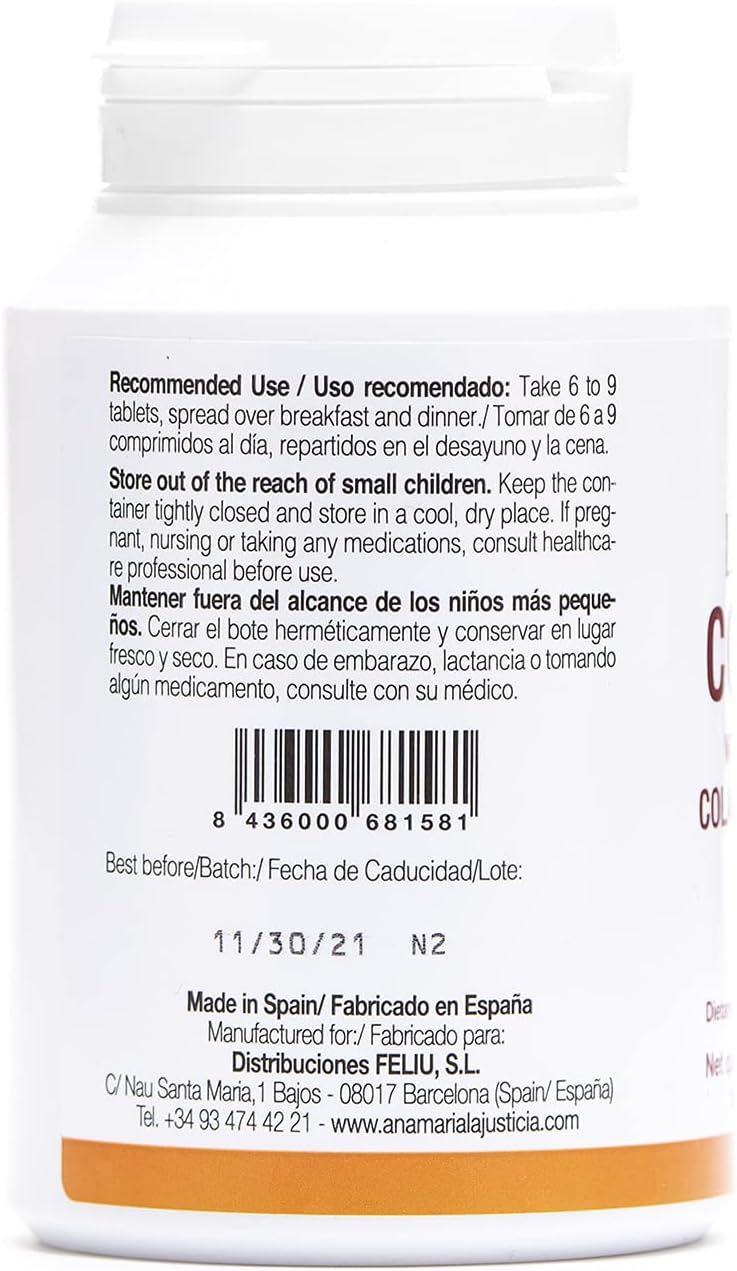 Ana Maria LaJusticia Collagen with Magnesium Tablets - Supports Health Teeth, Skin, and Bones - Boosts Energy - Gluten-Free - Skin Rejuvenation and Nervous System Support - Imported from Spain