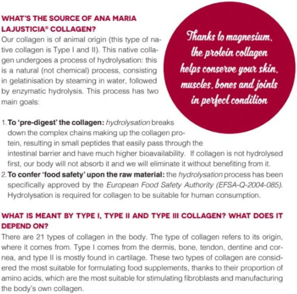 Ana Maria LaJusticia Collagen with Magnesium Tablets - Supports Health Teeth, Skin, and Bones - Boosts Energy - Gluten-Free - Skin Rejuvenation and Nervous System Support - Imported from Spain