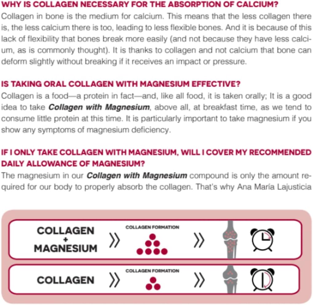 Ana Maria LaJusticia Collagen with Magnesium Tablets - Supports Health Teeth, Skin, and Bones - Boosts Energy - Gluten-Free - Skin Rejuvenation and Nervous System Support - Imported from Spain