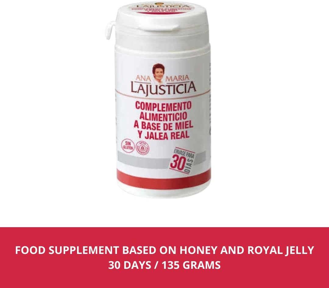 Ana Maria Lajusticia Royal Jelly with Honey 135g Supplement - Dairy & Gluten Free, Vegetarian Friendly for Vascular Health