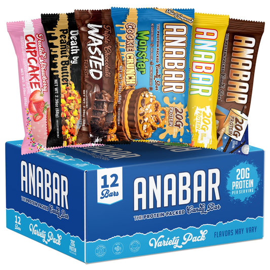 Anabar Protein Bar Variety Pack - 12 Bars, 20g Protein, Real Food, No Sugar Alcohols, Delicious Taste