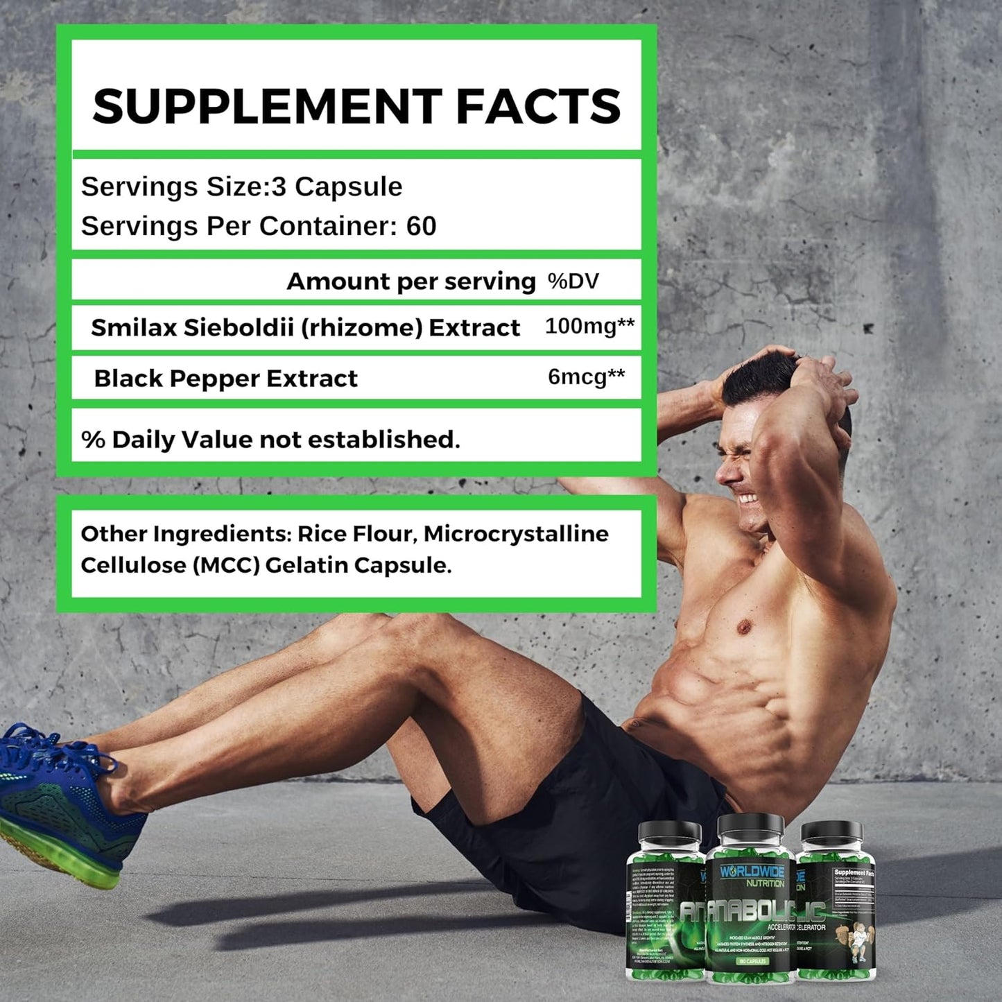 Anabolic Accelerator Vitamin Supplement for Men - Boost Growth, Strength & Energy - Muscle Builder & Cortisol Blocker - 180 Count