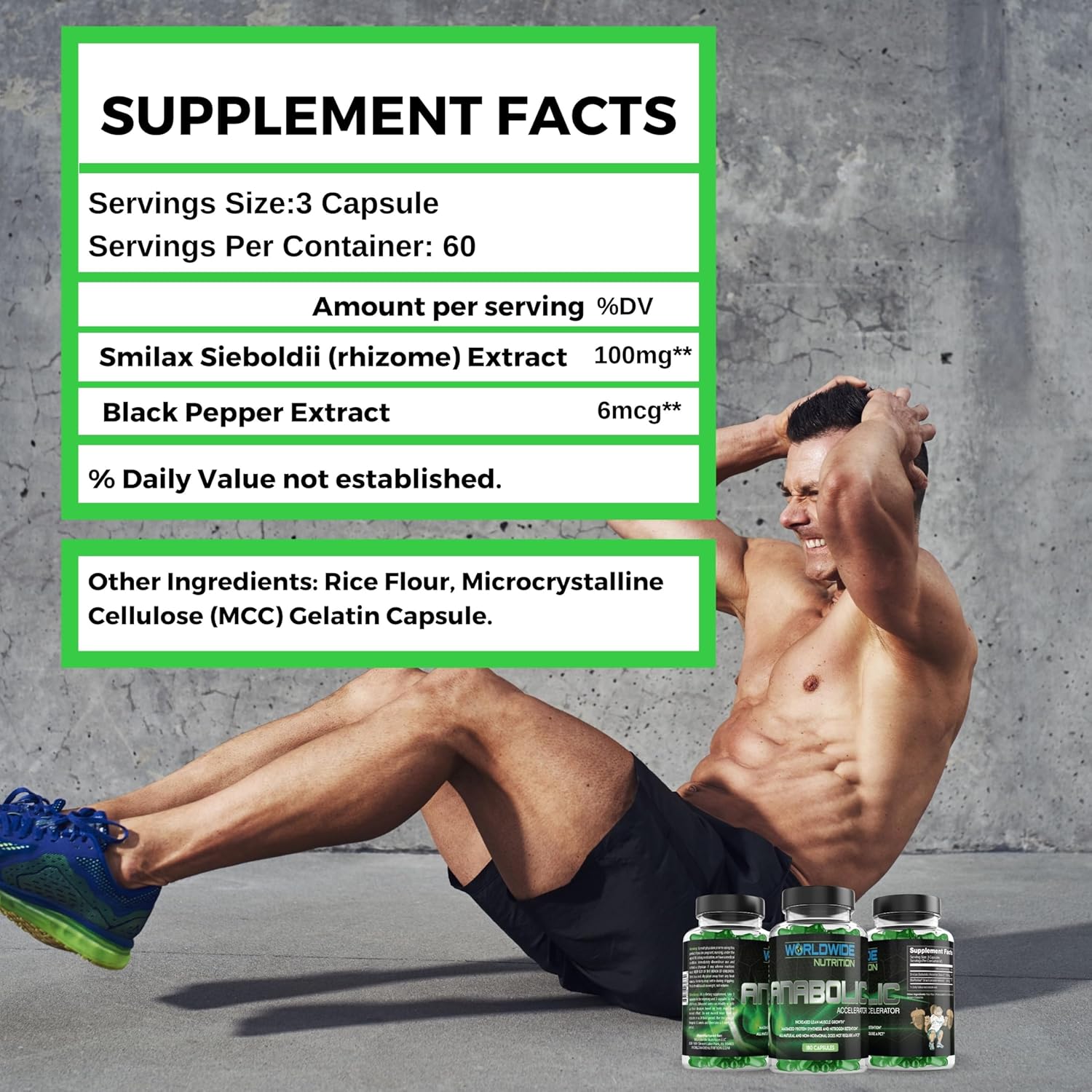 Anabolic Accelerator Vitamin Supplement for Men - Boost Growth, Strength & Energy - Muscle Builder & Cortisol Blocker - 180 Count