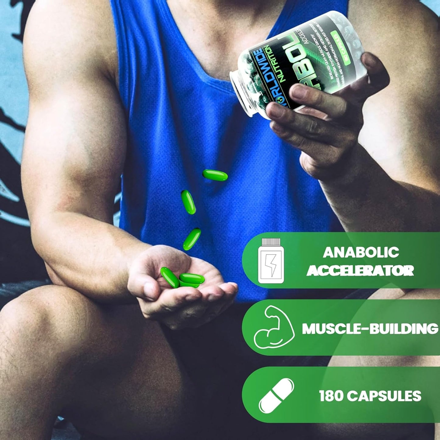 Anabolic Accelerator Vitamin Supplement for Men - Boost Growth, Strength & Energy - Muscle Builder & Cortisol Blocker - 180 Count