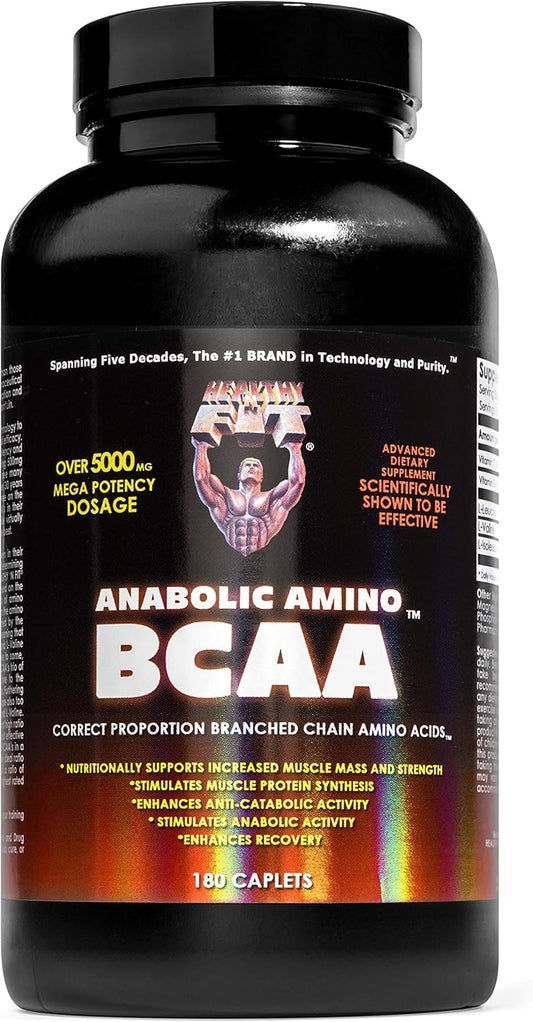 Anabolic Amino BCAA Caplets - 180 Count - Balanced Branched Chain Amino Acids Formula