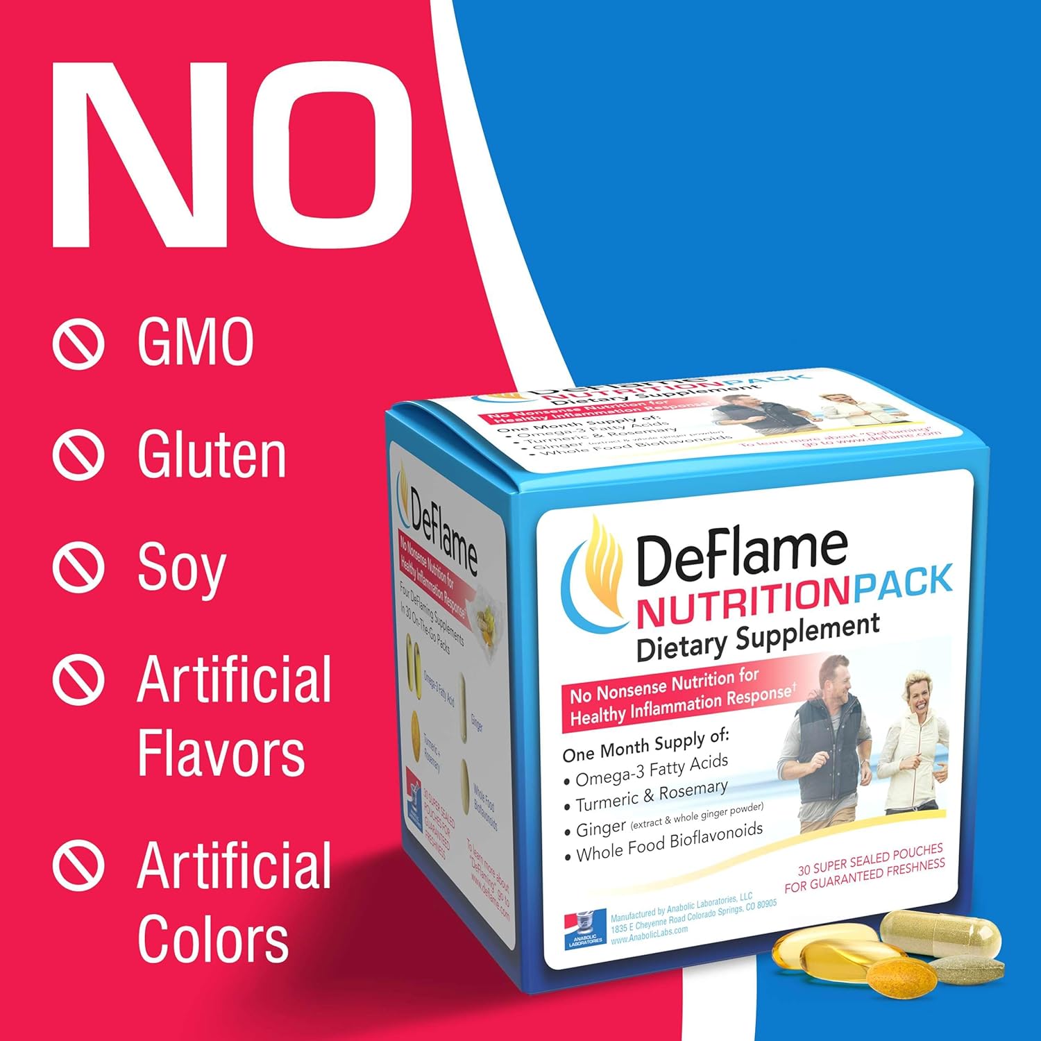Anabolic Laboratories DeFlame Nutrition Pack - Omega 3 Fish Oil with Multivitamin, Curcumin Turmeric Supplement