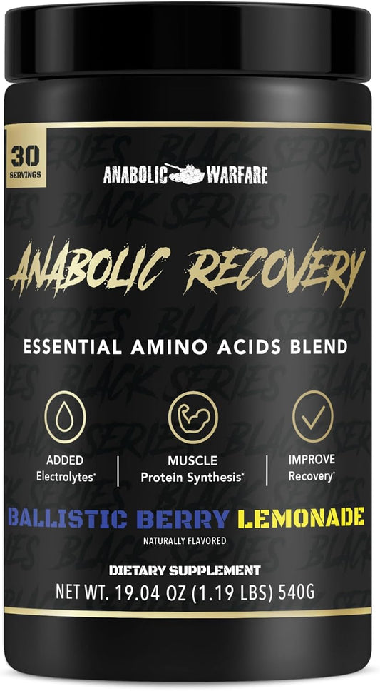 Anabolic Warfare Anabolic Recovery - BlackBerry Lemonade Flavor, 30 Servings - Essential Amino Acids for Post-Workout Muscle Building and Premium Hydration