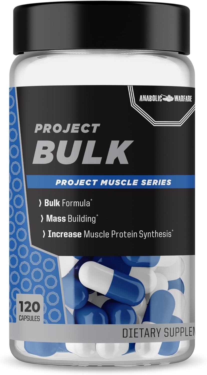 Anabolic Warfare Project Bulk: Mass Building Formula for Protein Synthesis, Strength, and Muscle Definition with Botanical Ingredients