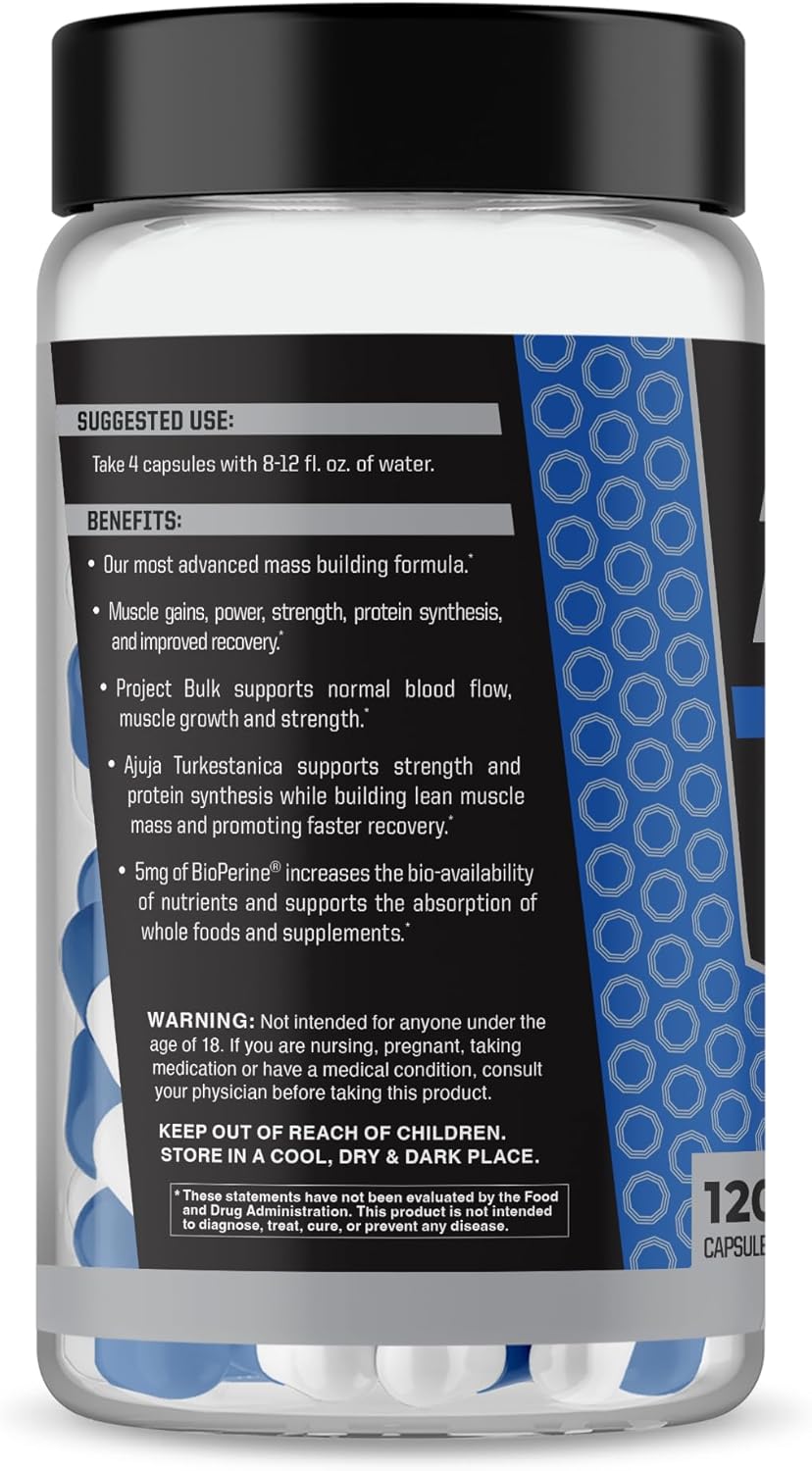 Anabolic Warfare Project Bulk: Mass Building Formula for Protein Synthesis, Strength, and Muscle Definition with Botanical Ingredients